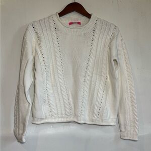 Classic White Cable-Knit Women's Sweater - NWT